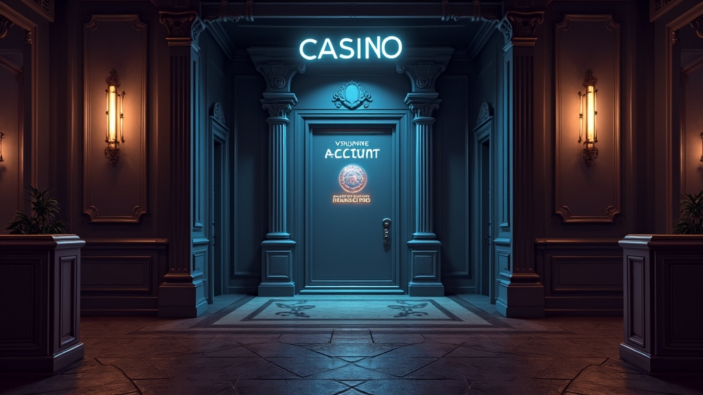 Neukunde sieht No-Deposit-Bonus und Freispiele in dunkler Casino-Optik